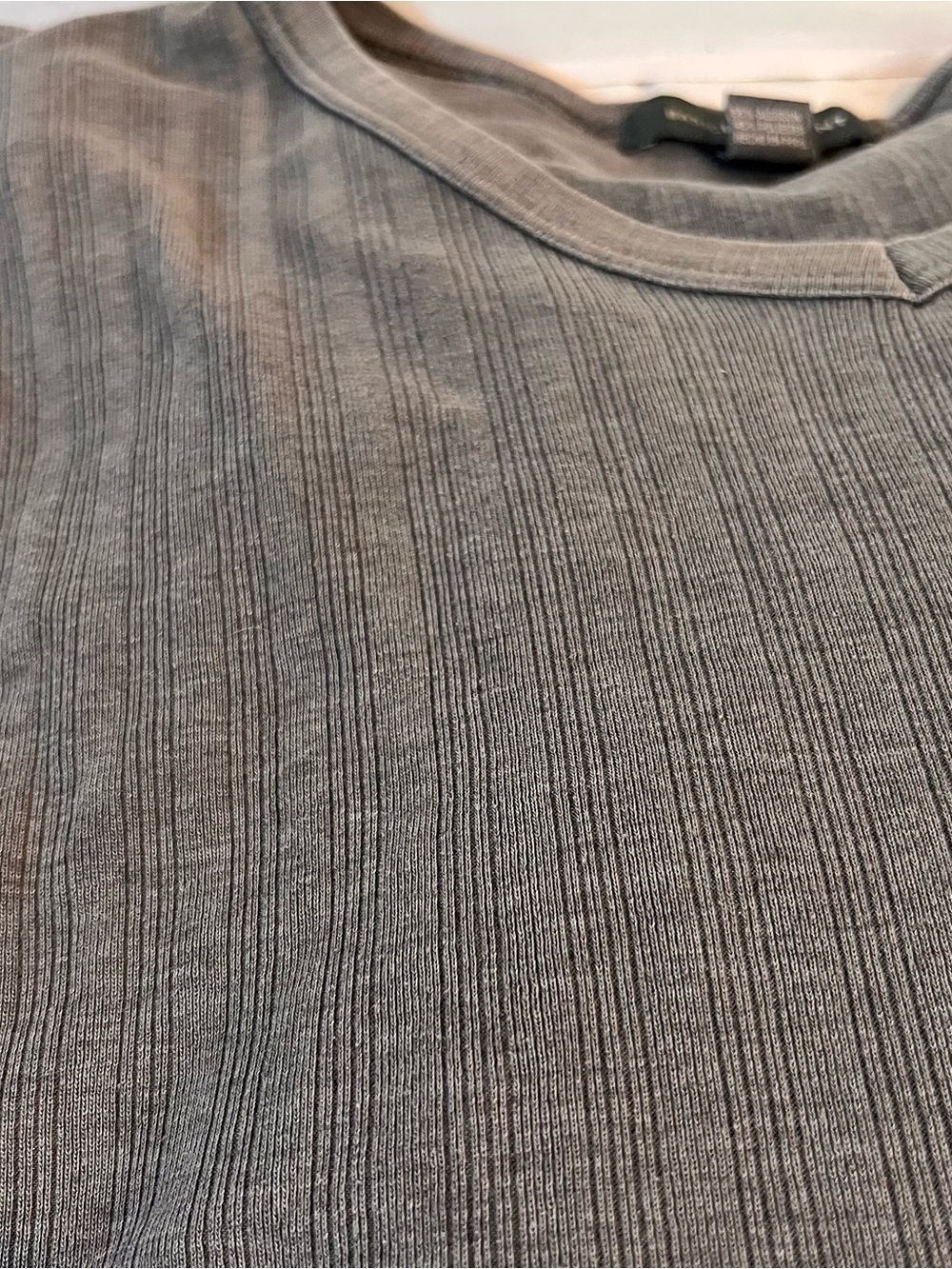 Equipment Ribbed Short Sleeve Tee in Charcoal Gray